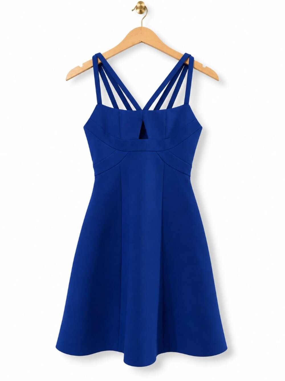 BCBGMAXAZRIA Charlot Royal Blue Mini Dress Size 0 Fit Flare Strappy